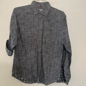 Grey floral Tommy Bahama Small men’s long sleeved shirt w checkered inside